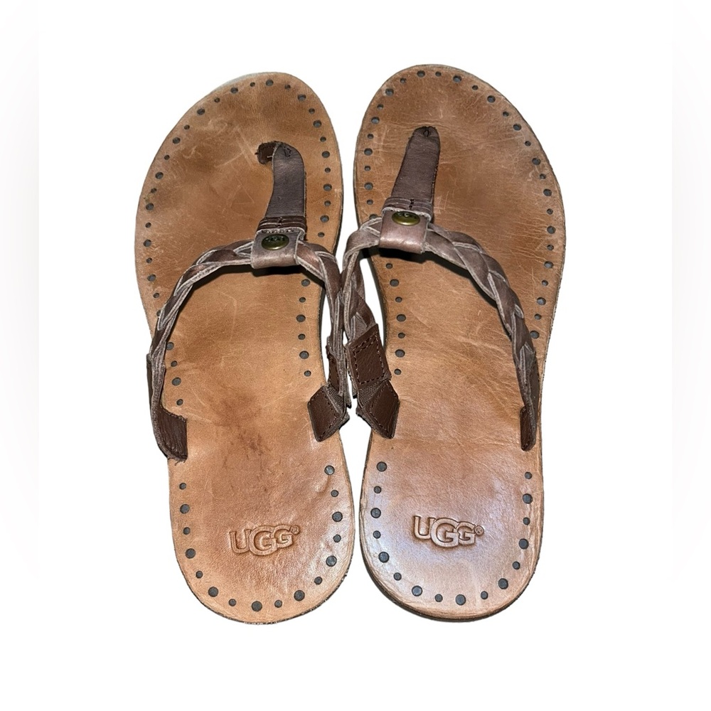 Like New Ugg “Bria” braided brown thong sandals Size 8 - Picture 4 of 8